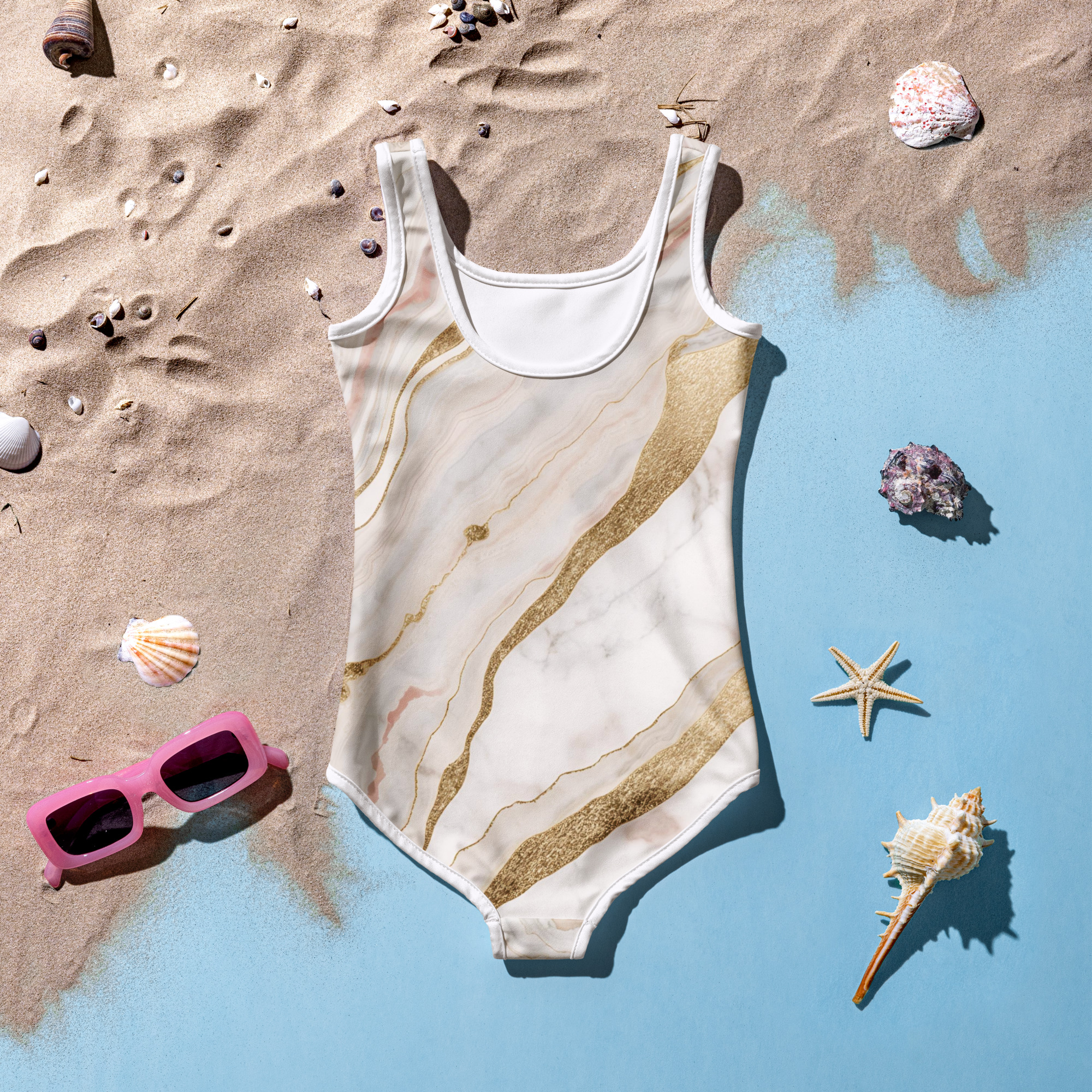 Marble Elegance Kids Swimsuit