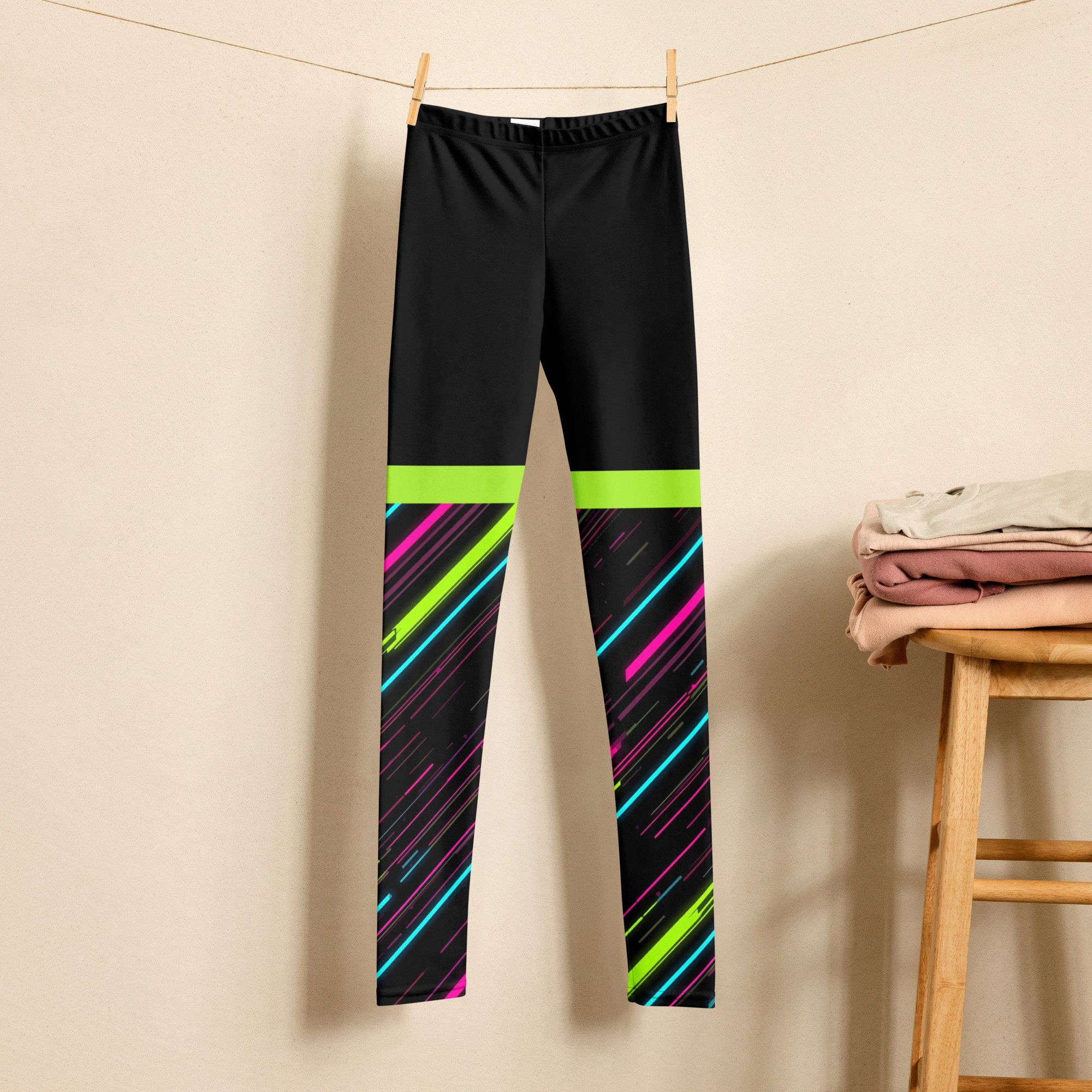 Dynamic Neon Lines Youth Legging