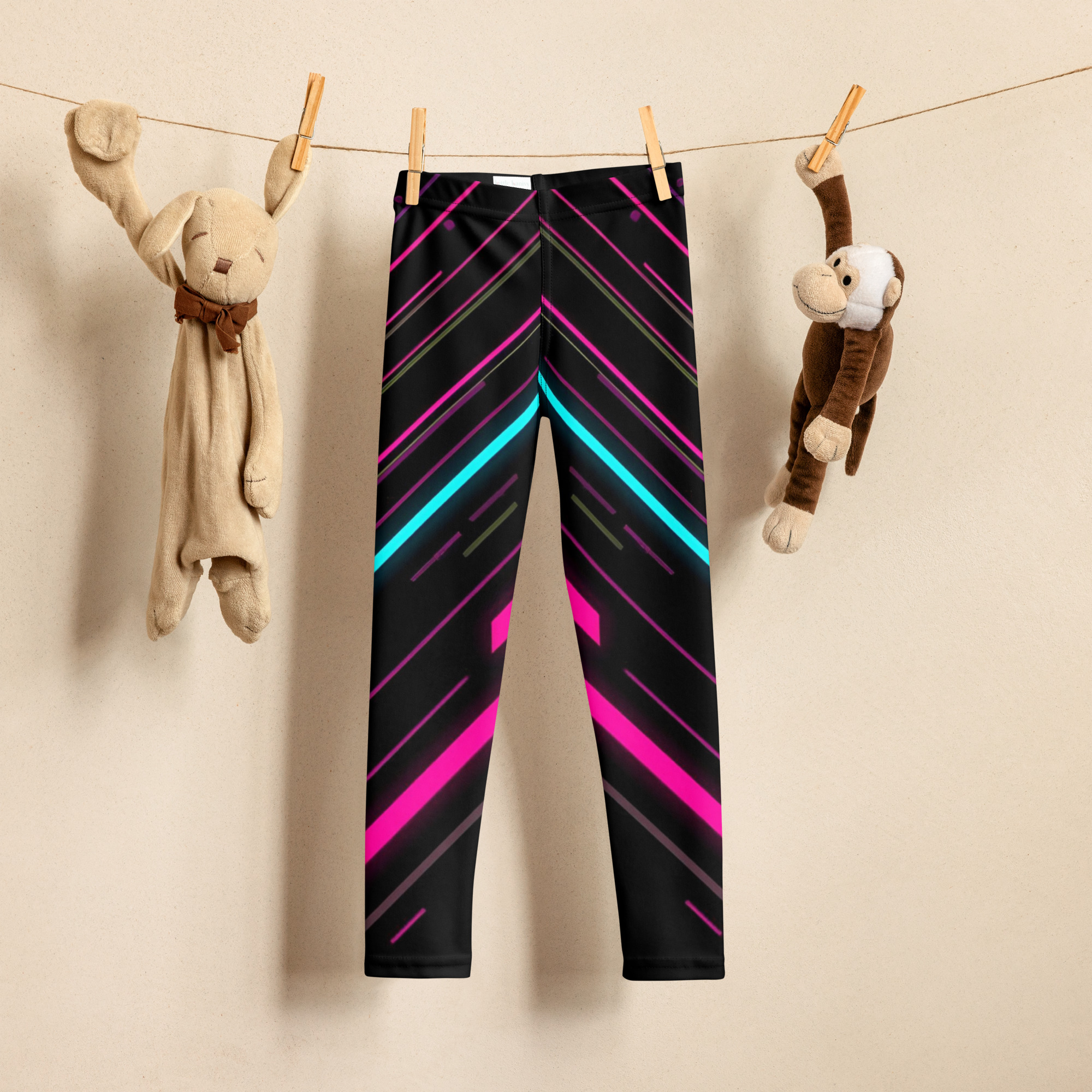 Dynamic Neon Lines Kids Legging