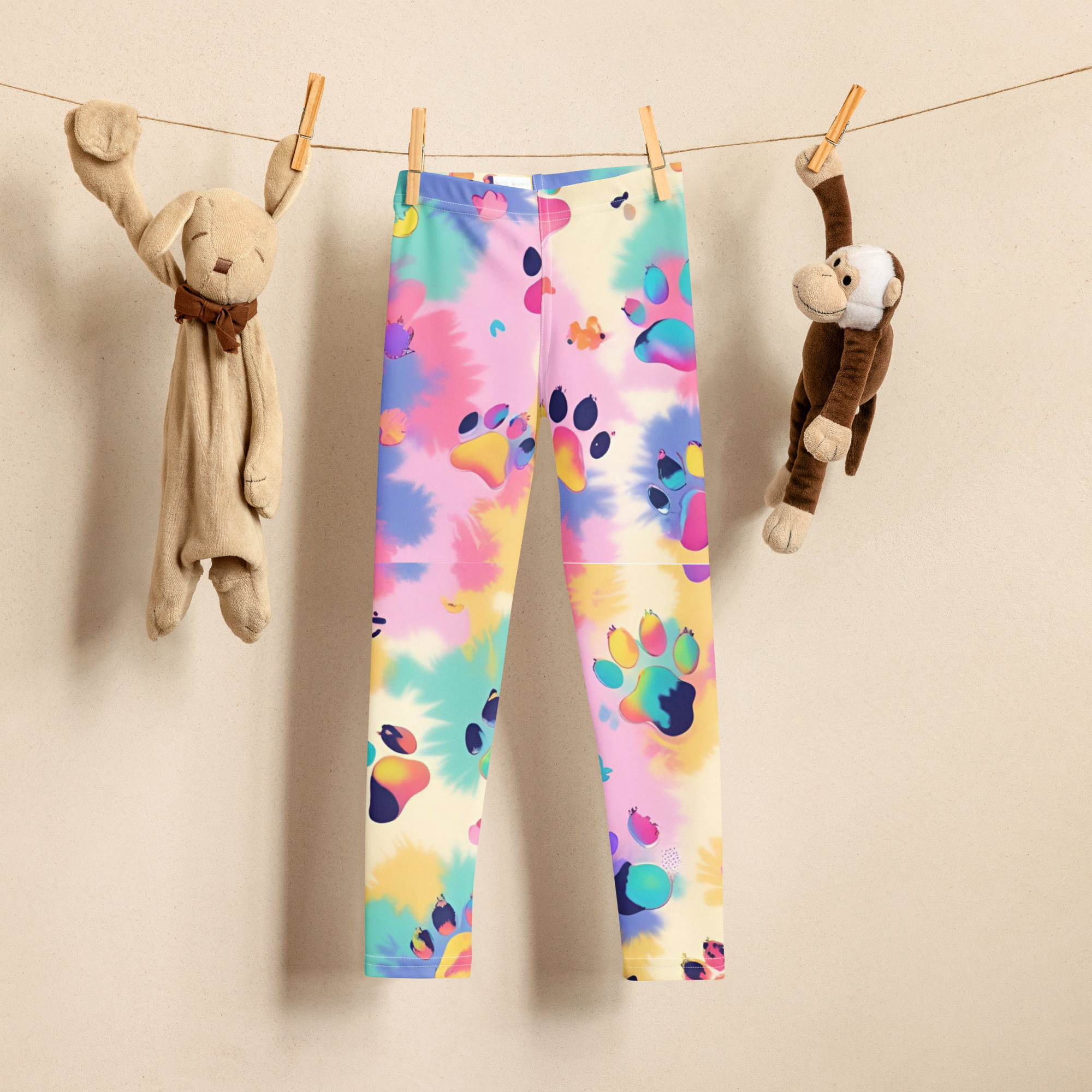 Colorful Tie Diy Paws Kids Legging