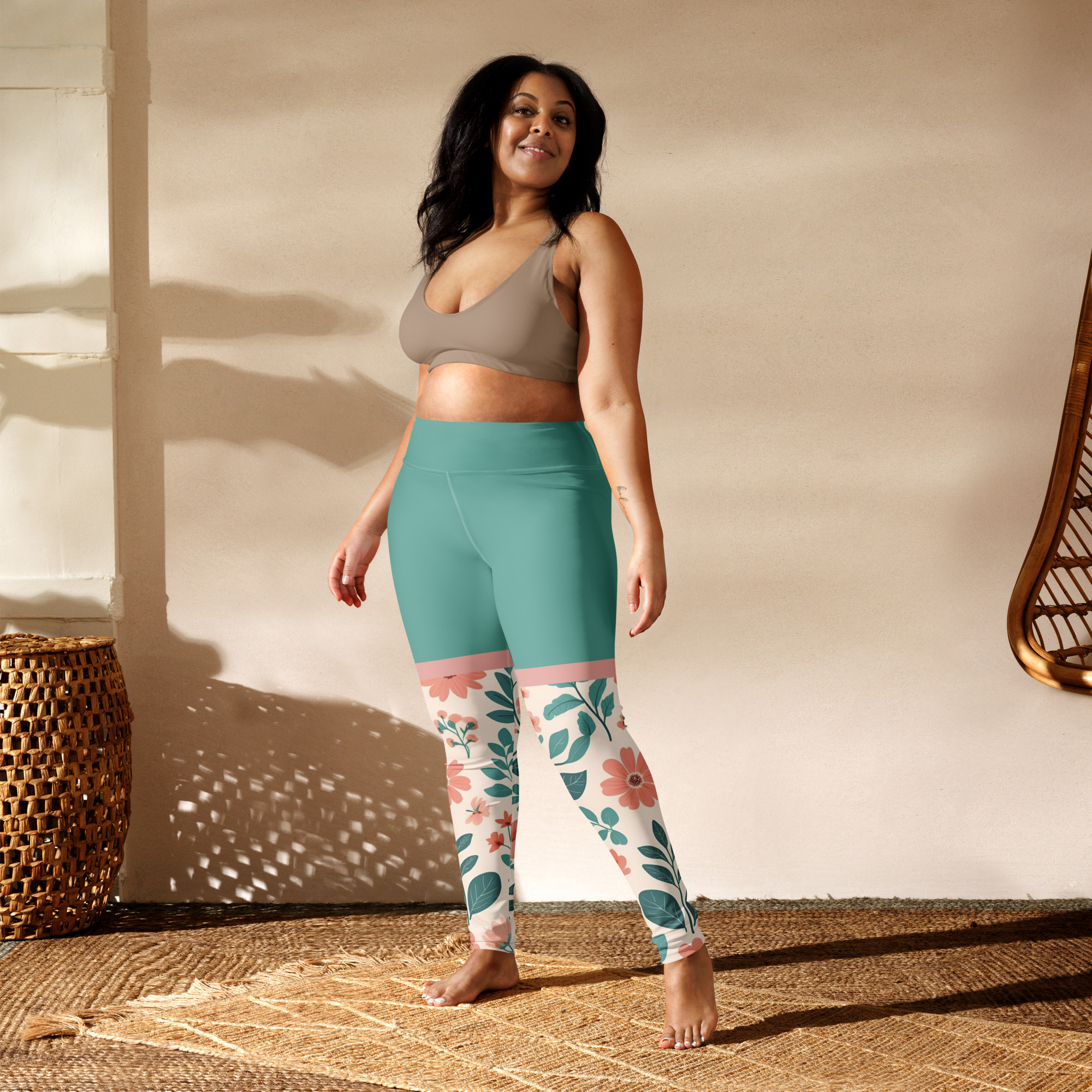 Floral High-Waist Legging Turquoise
