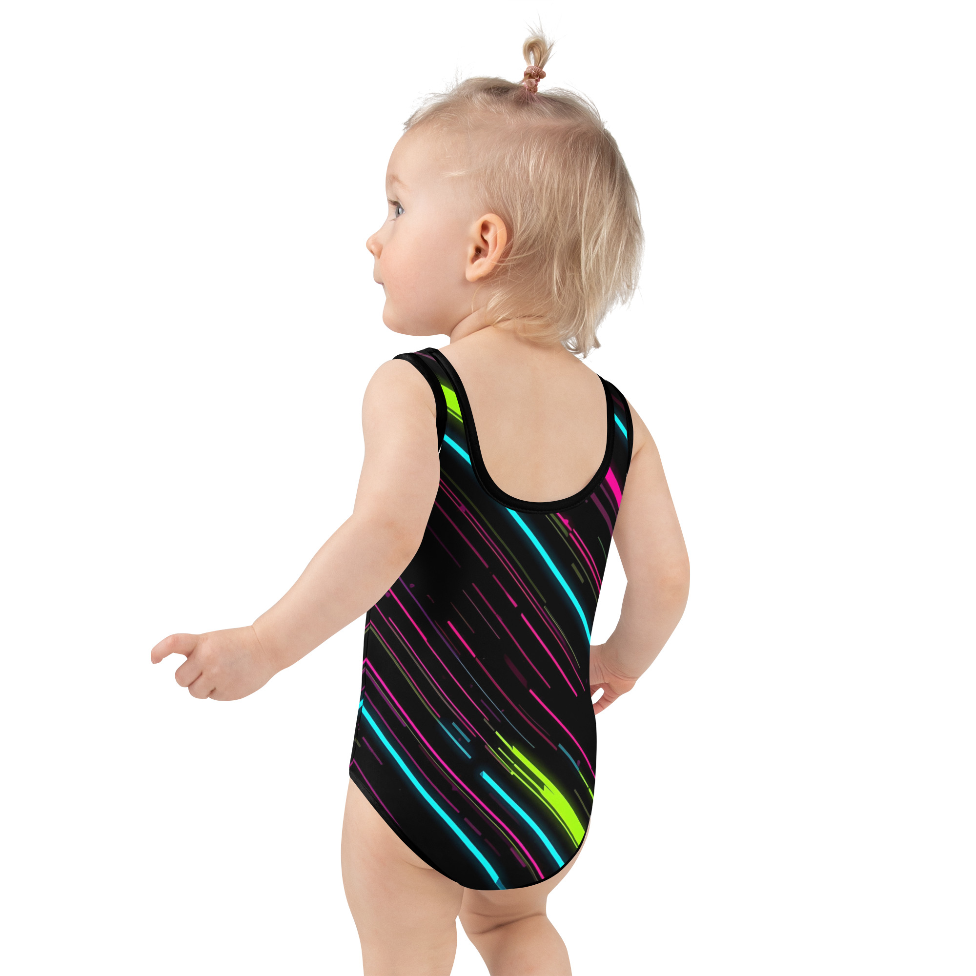 Dynamic neon lines Kids Swimsuit