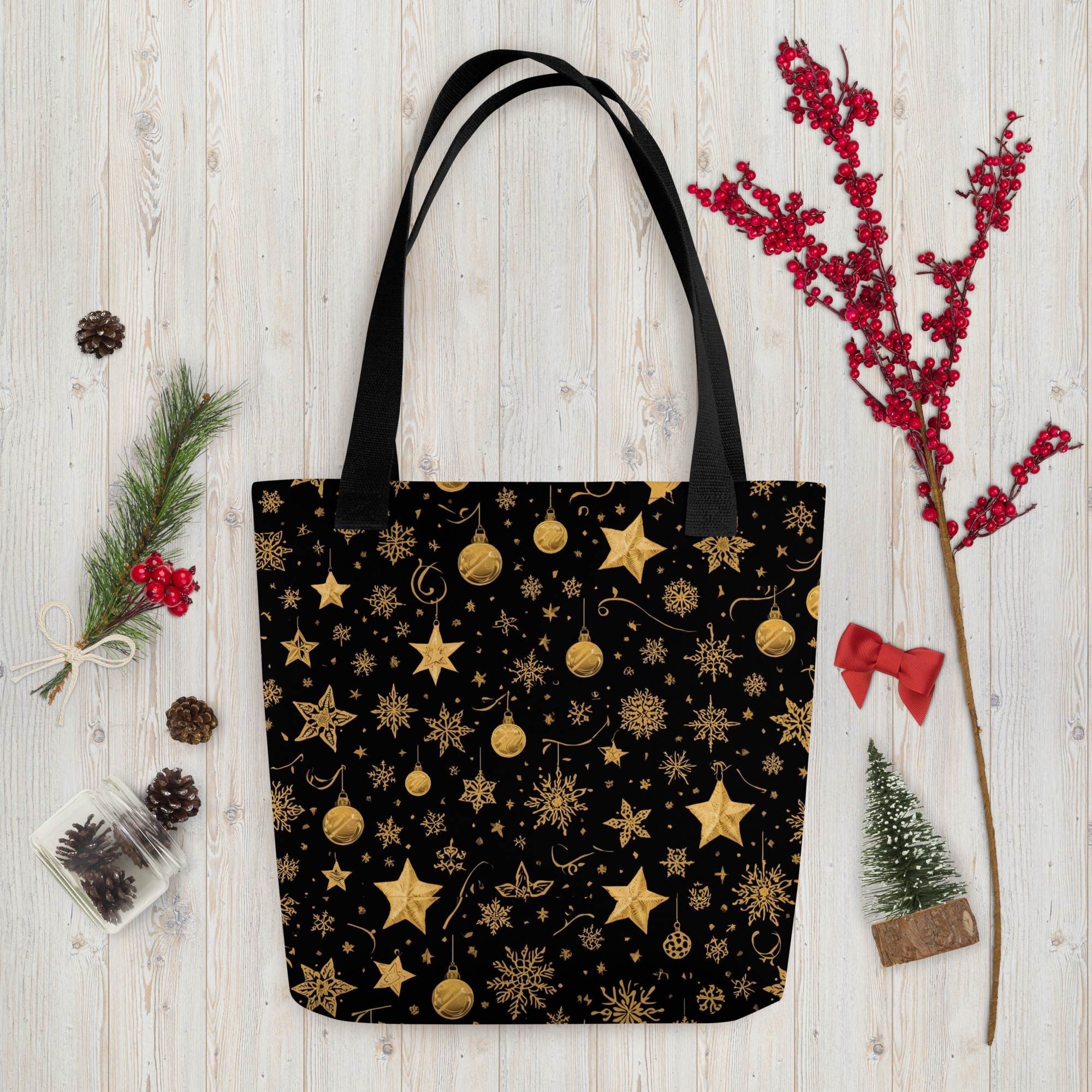 Golden Glam Holiday Tote Bag