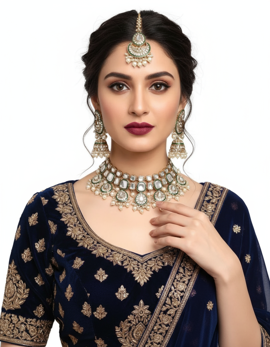 Traditional Gold Tone Enamel Bridal Jewellery Set