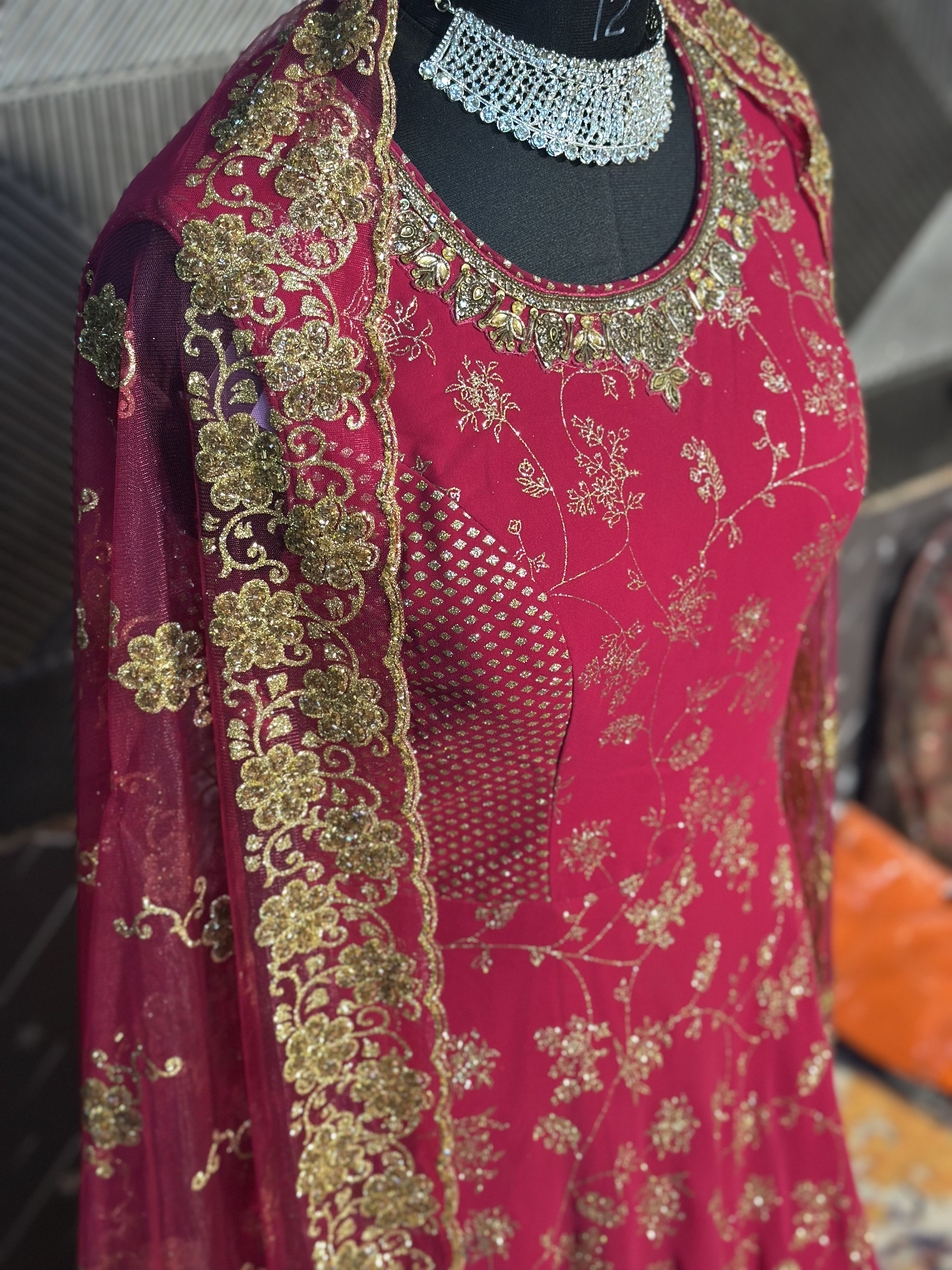Elegant Red Floral Gown