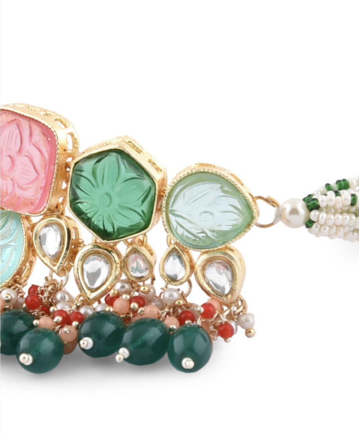 Elegant Gemstone Gold-Plated Studded Jewellery Set