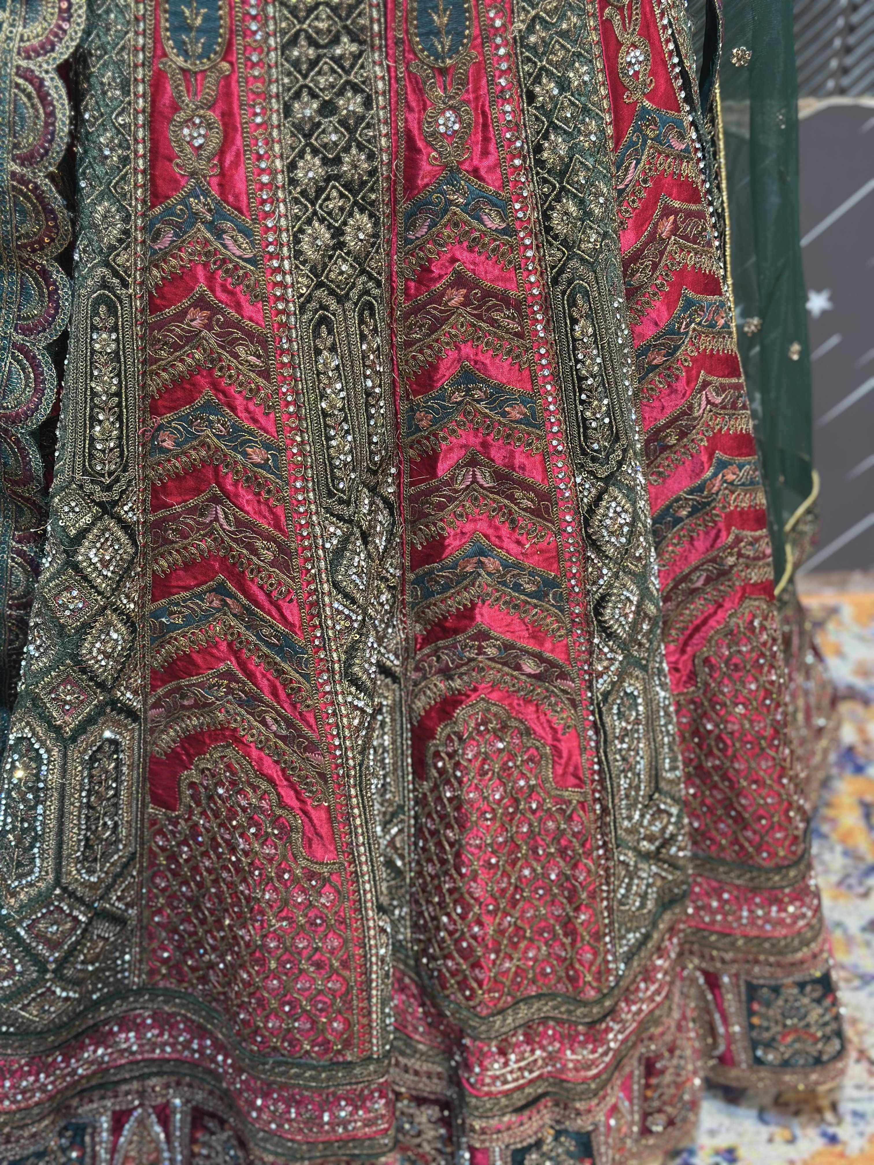 Emerald Green and Rani Pink Lehenga