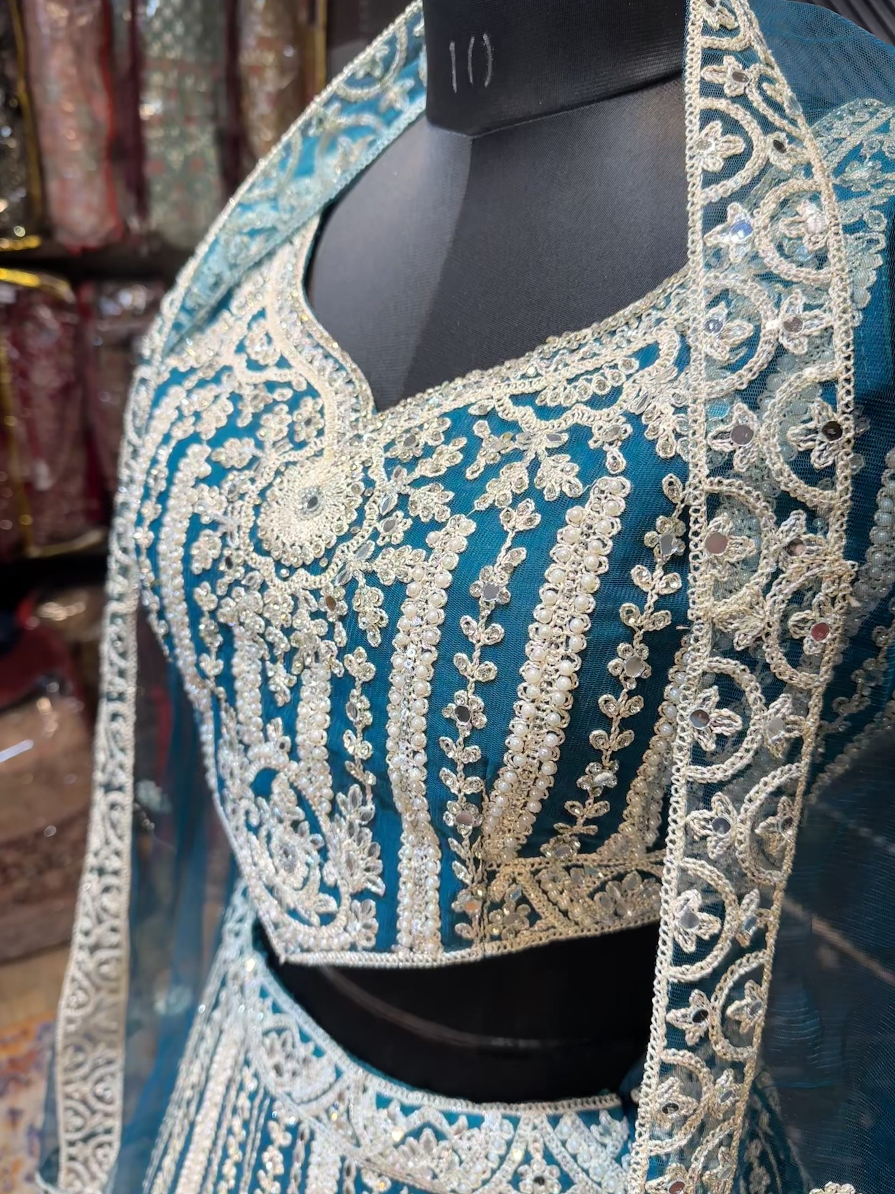 Green Embroidered Lehenga Choli Net Design