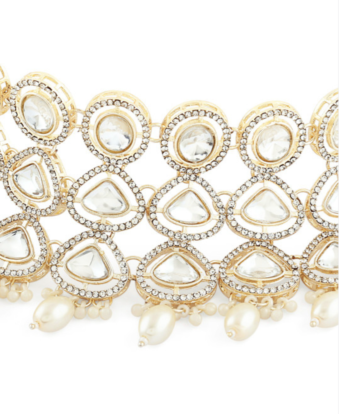 Beautiful Gold Plated Stones Studded & Beaded Jewellery Set