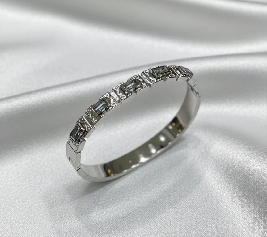 Silver Luxe Gemstone Bangle