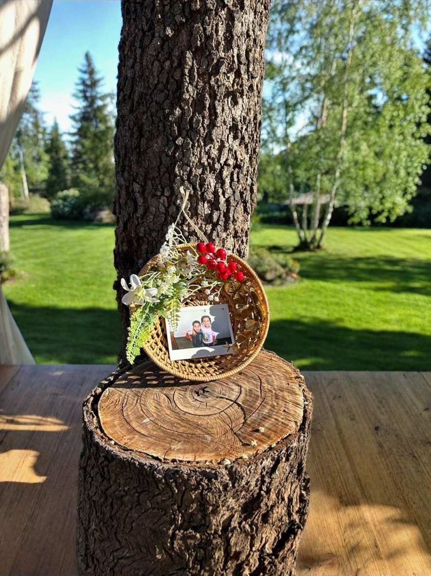 DIY Handcrafted Floral Basket Frame for polaroid or instant photo display
