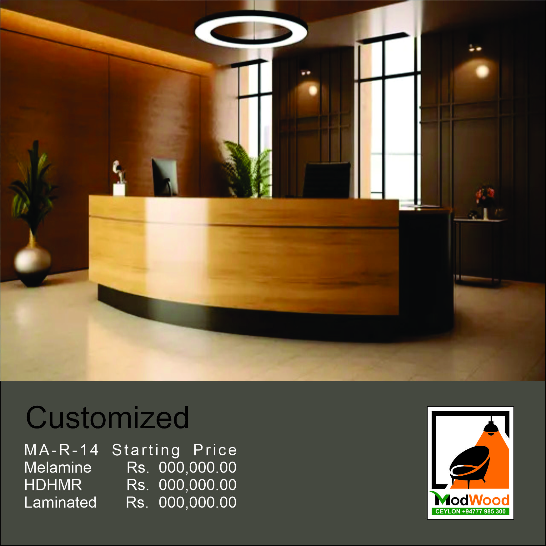 Modern Reception Desk "Contact us for quote."