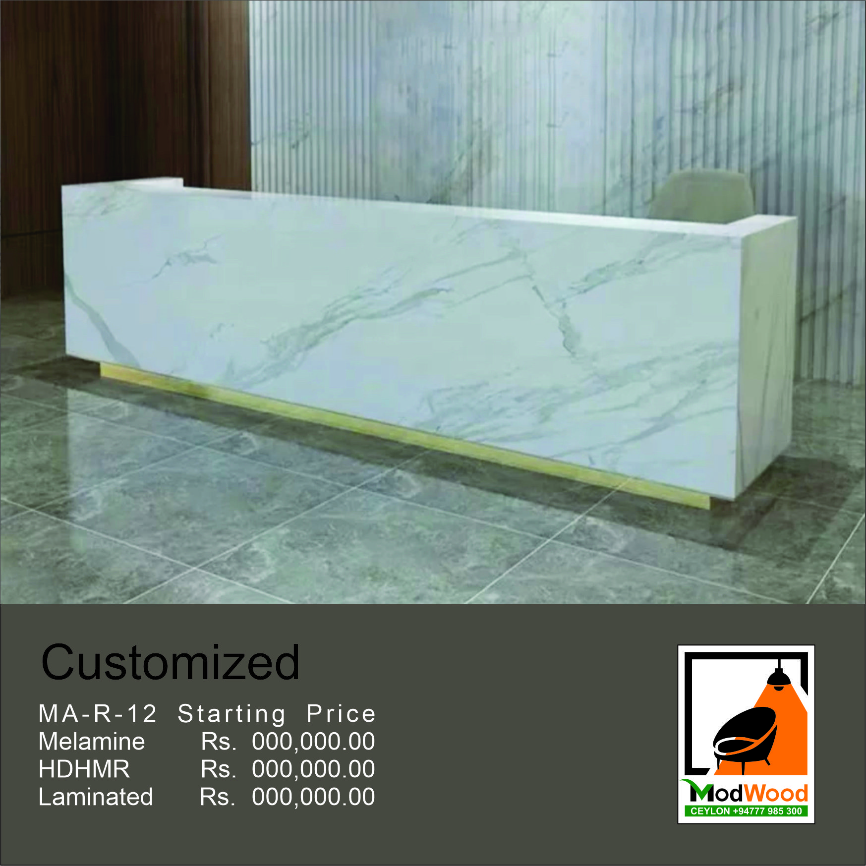 Modern Reception Counter "Contact us for quote."