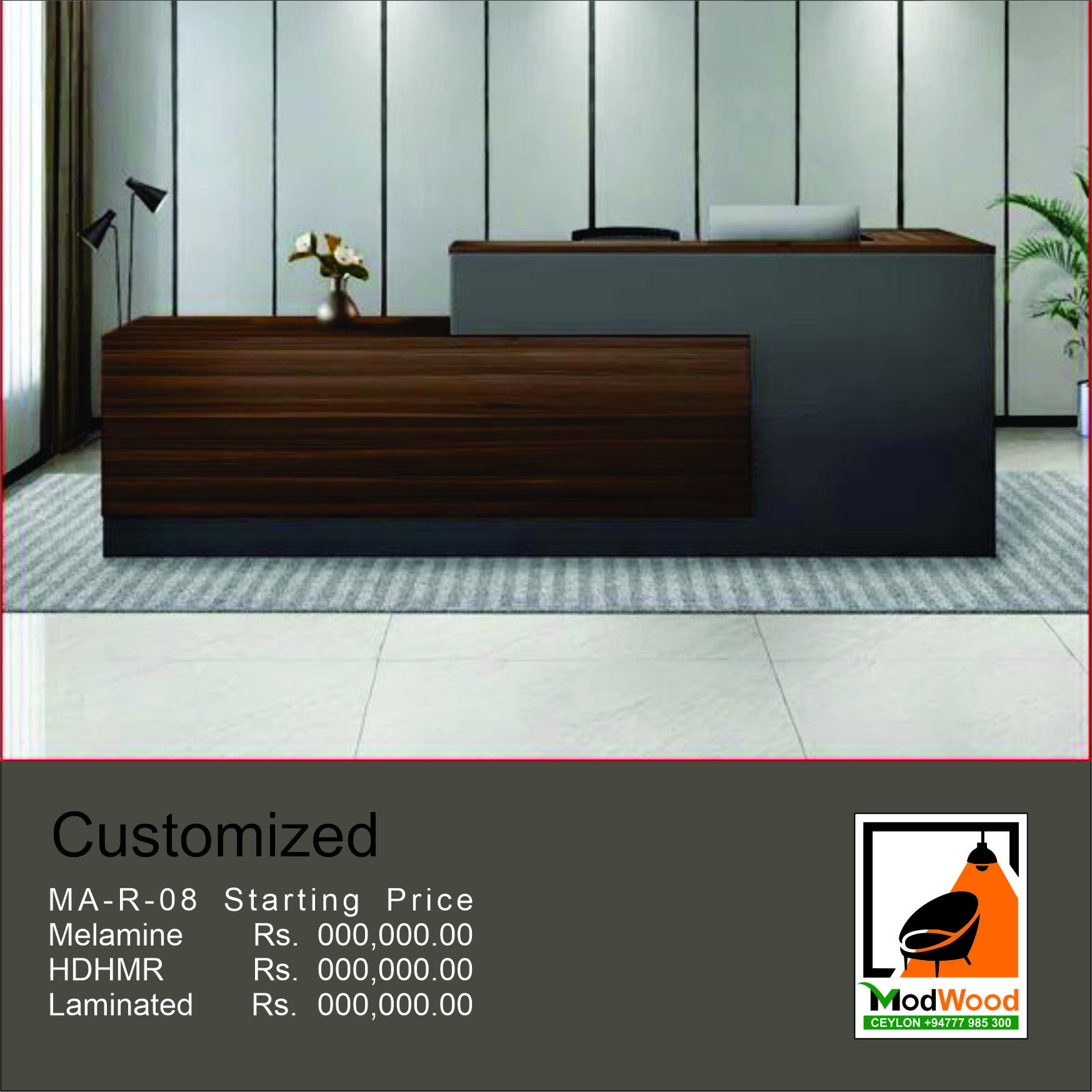 Modern Reception Desk "Contact us for quote."