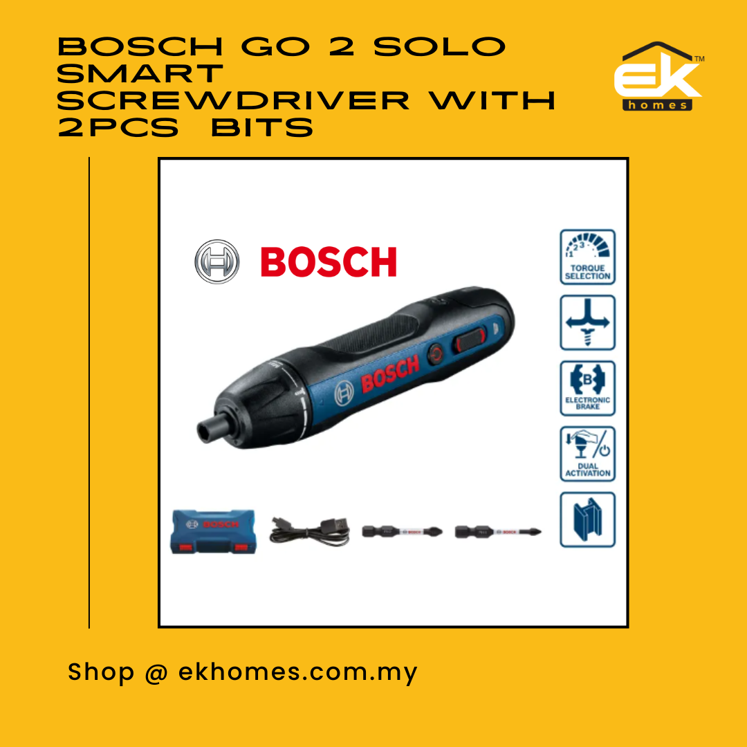 Bosch GO 2 SOLO Smart Screwdriver with 2pcs Screwdriver Bits + Micro USB Cable 