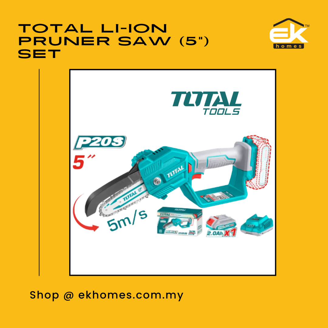 Total Li-ion Pruner Saw (5") Set, 2.0Ah Battery + Charger