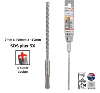 Bosch SDS-Plus 5X Masonry & Reinforced Concrete Hammer Drill Bit 7x100x160mm