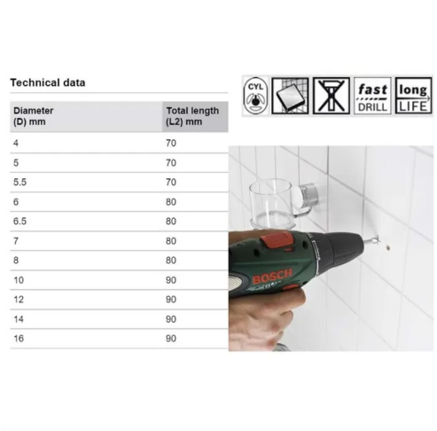 Bosch 1pcs Tile Drill Bit CYL-9 Ceramic (5.5mm)