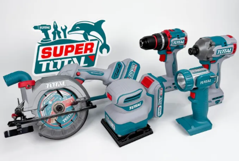 Total 5 in 1 Combo Set with Circular Saw(140mm) + Compact Drill(66nm) + Impact Driver(285nm) + Lamp + Sander 