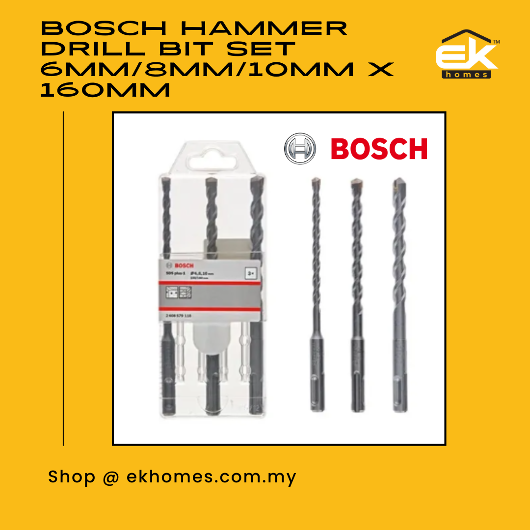 Bosch 3pcs SDS Plus-1 Hammer Drill Bit Set 6mm/8mm/10mm x 160mm 