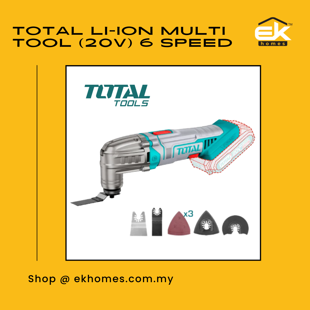 Total Li-ion Multi Tool (20V) 6 Speed (Adjustable) + Scraper + Saw Blade (2 Pcs) + Sanding Paper 