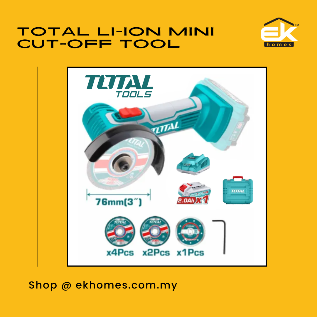 Total Li-ion Mini Cut-Off Tool Set + 2.0AH Battery + Charger + Diamond/Cutting/Grinding Disc