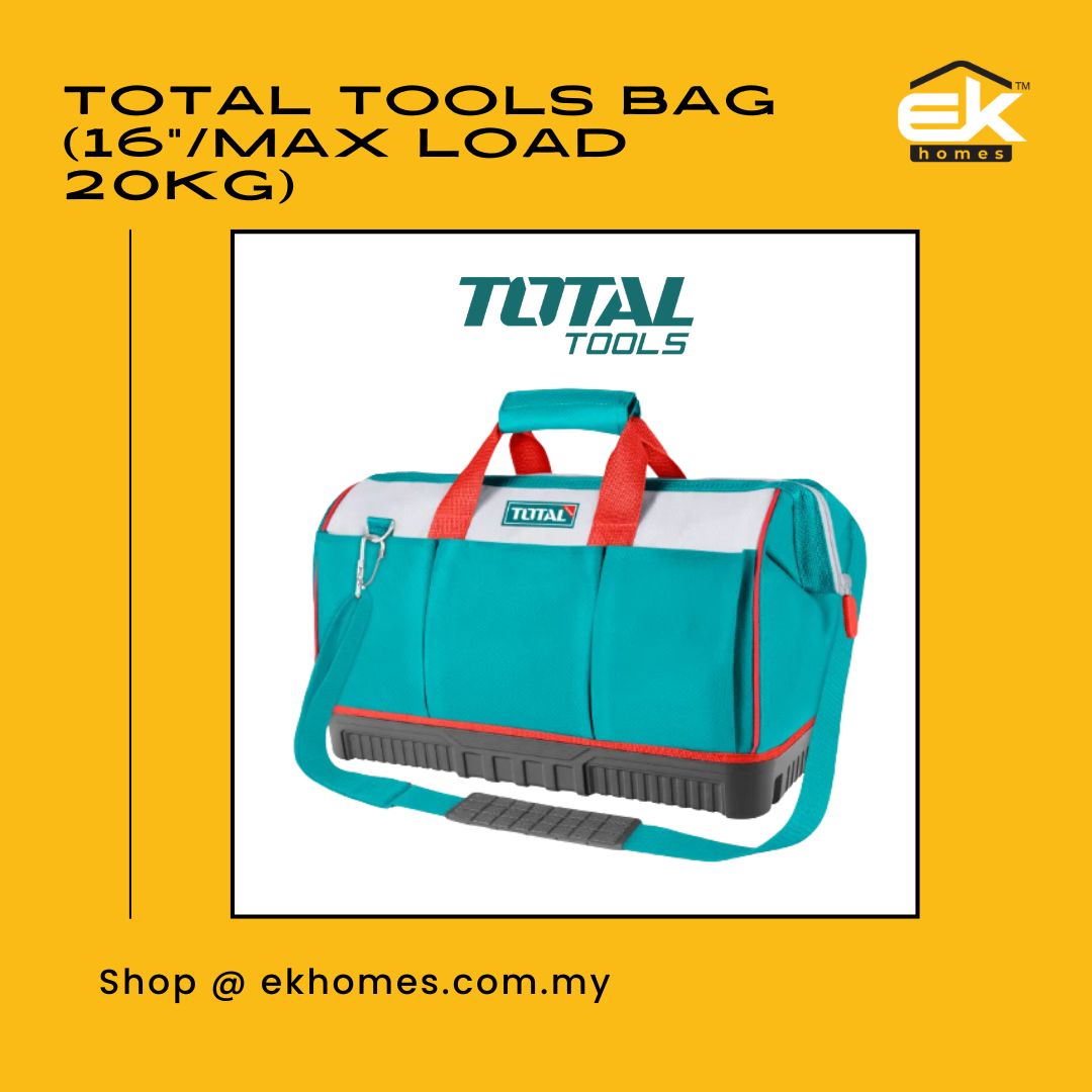 Total Tools Bag (16"/Max Load 20kg) 16 Pockets + Adjustable Shoulder Strap