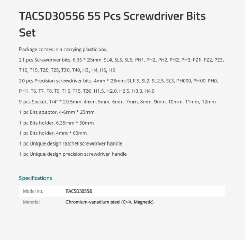 Total 55 Pcs Screwdriver Bits Set, w/ 2 pcs Handles + Precision Bits + 9 pcs Sockets (4mm - 12mm) 