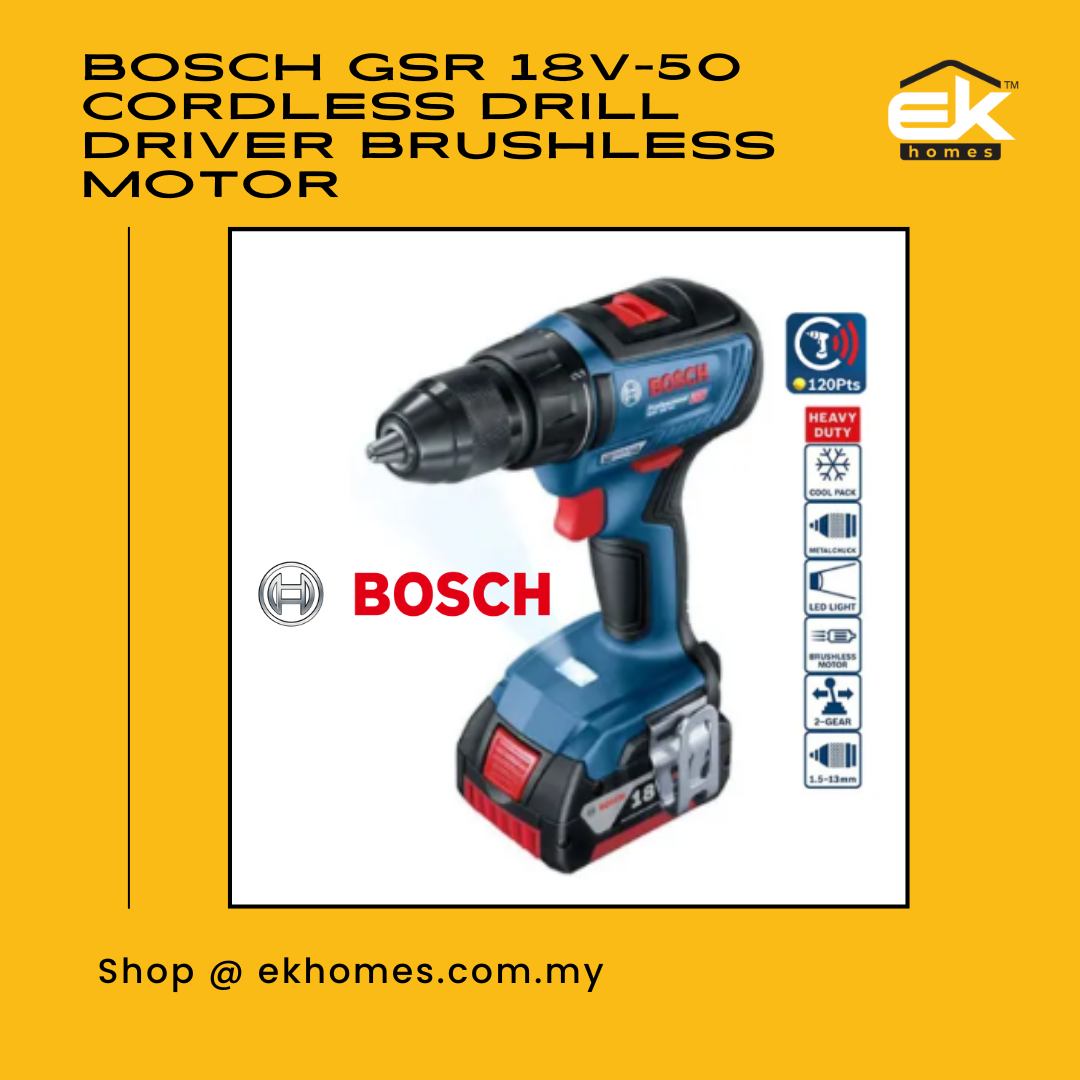 Bosch GSR 18V-50 Professional Cordless Drill Driver Brushless Motor (HD) 
