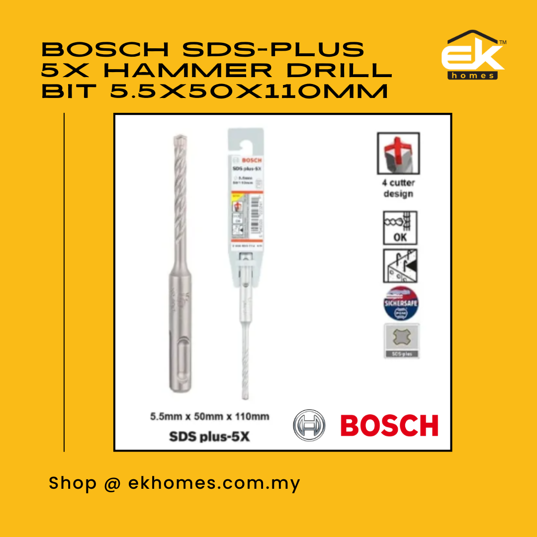 Bosch SDS-Plus 5X Masonry & Reinforced Concrete Hammer Drill Bit 5.5x50x110mm