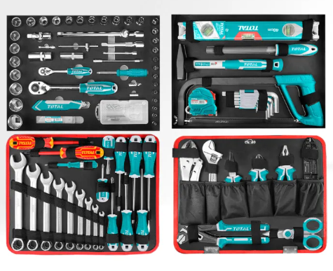 Total 147 Pcs Hand Tools Set with Pliers, Screwdriver, Hammer, Wrench, Ratchet Wrench & Hex Socket 
