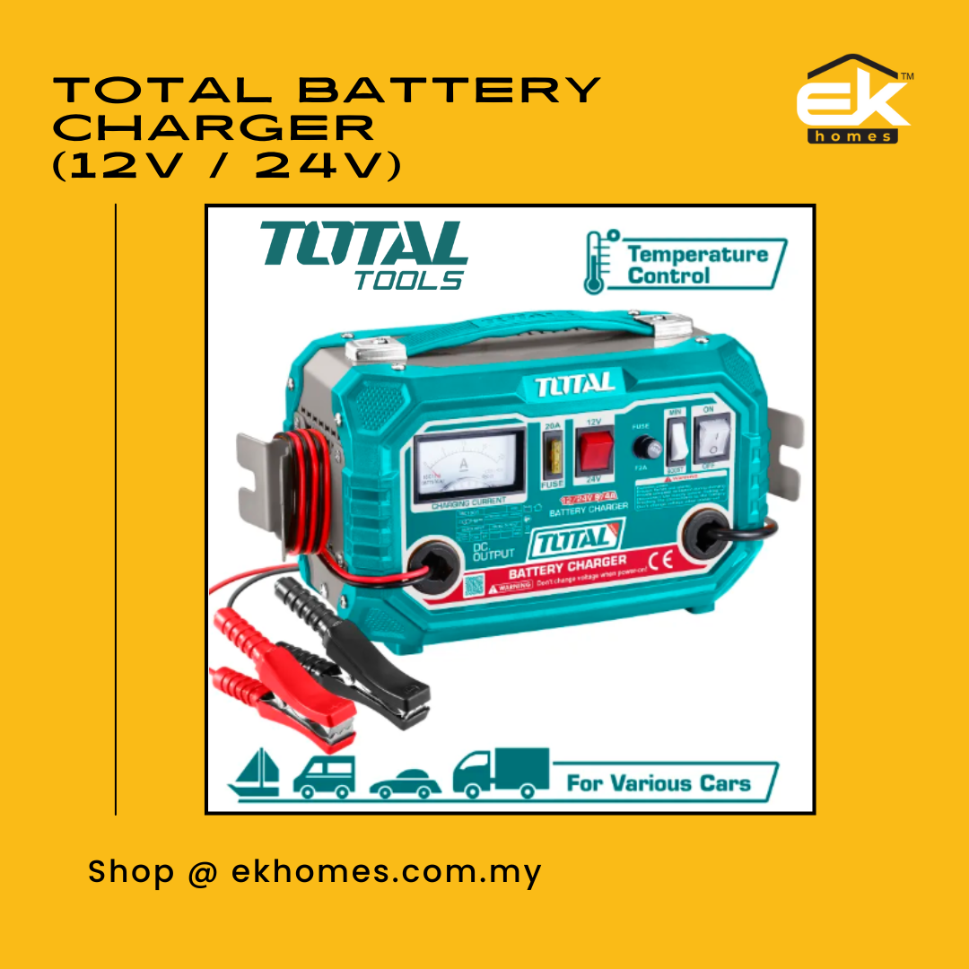 Total Battery Charger (12V / 24V) suitable to Charge Car Battery with IP20 Protection Rating 