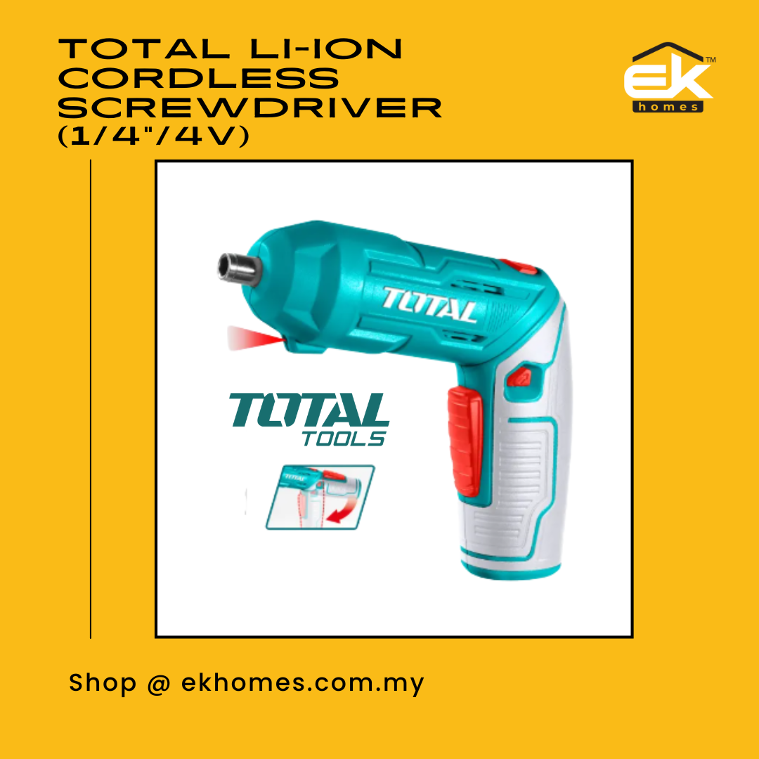 Total Cordless Screwdriver (1/4"/4V) With LED Work Light