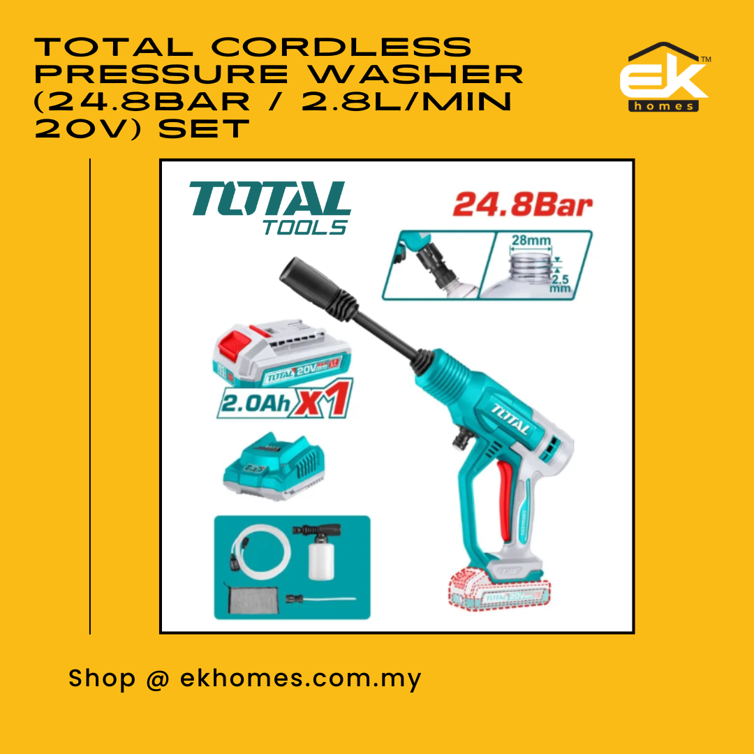 Total Cordless Pressure Washer (24.8Bar / 2.8L/min 20V) Set