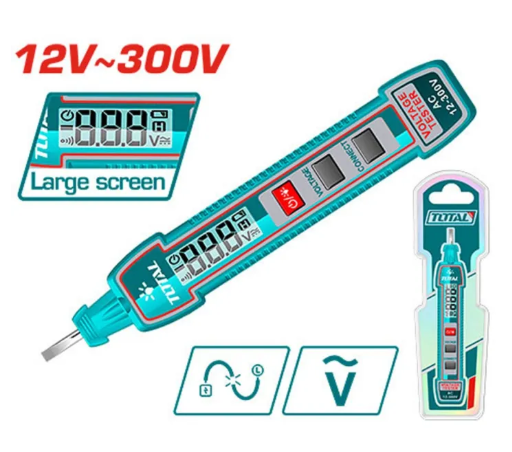 Total LCD Test Pencil (AC 12-300V) Sound & Light Alarm + Auto Power Off + LR03 AAA Battery (1 Pc) 