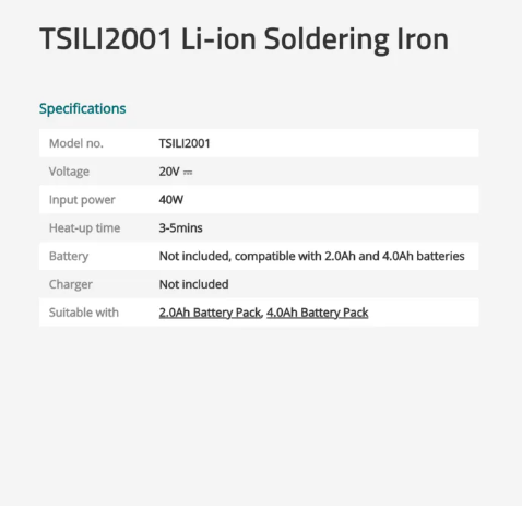 Total Li-ion Soldering Iron (40W), Heat Up in 3 minutes