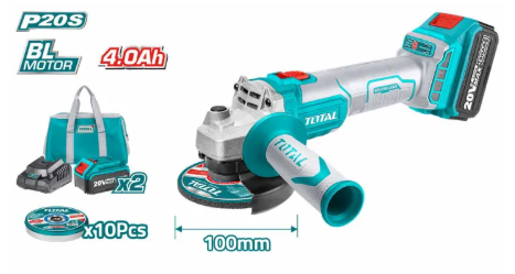 Total Cordless Li-Ion Brushless Angle Grinder Set 