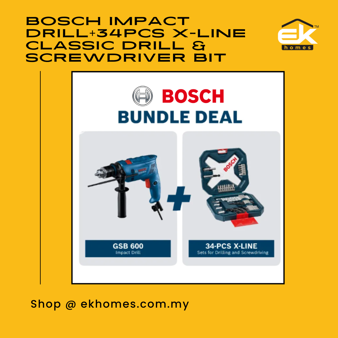 Bosch [COMBO] GSB 600 Impact Drill  + BOSCH 34pcs X-Line Classic Drill & Screwdriver Bit Set