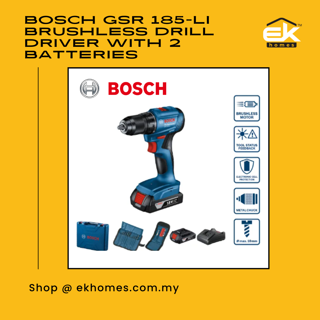 Bosch GSR 185-LI Cordless Brushless Drill Driver With 2 Batteries