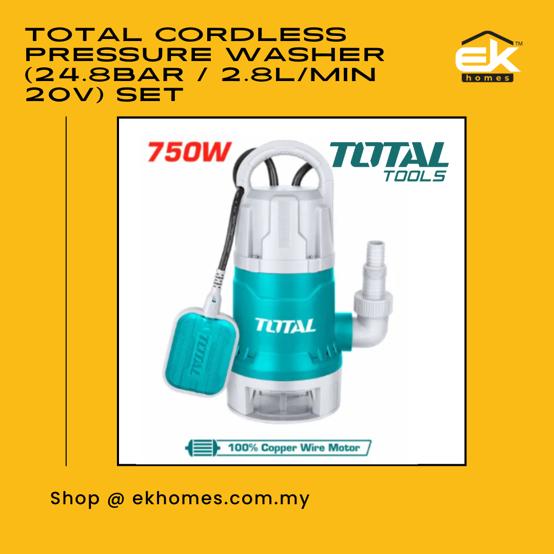 Total Submersible Sewage Water Pump (750W, 1HP), for Dirty Water, w/ Float Switch + 8m Cable, Max. Head: 8m, Pipe: 1" 