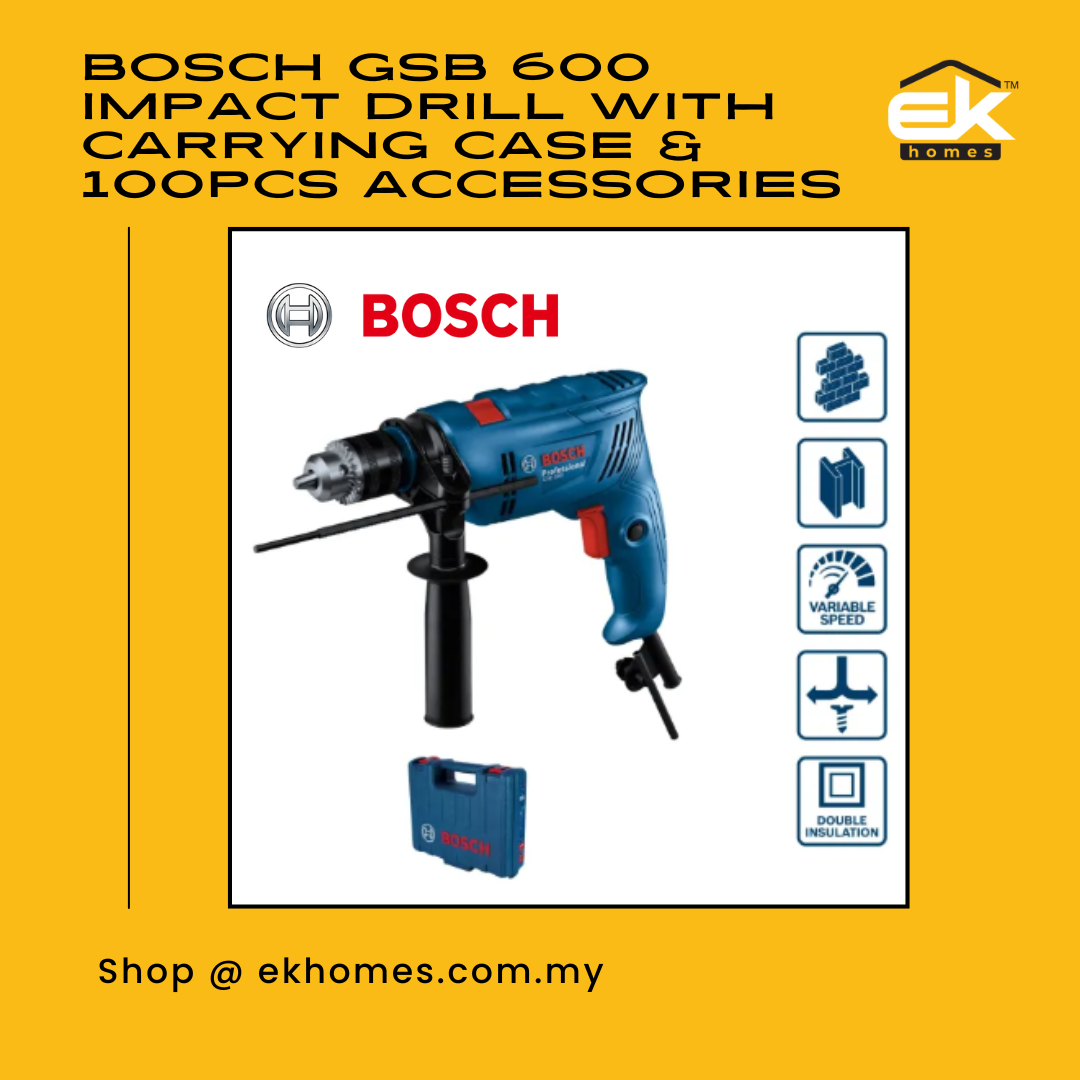 Bosch GSB 600 Professional Impact Drill With Carrying Case & 100pcs Accessories