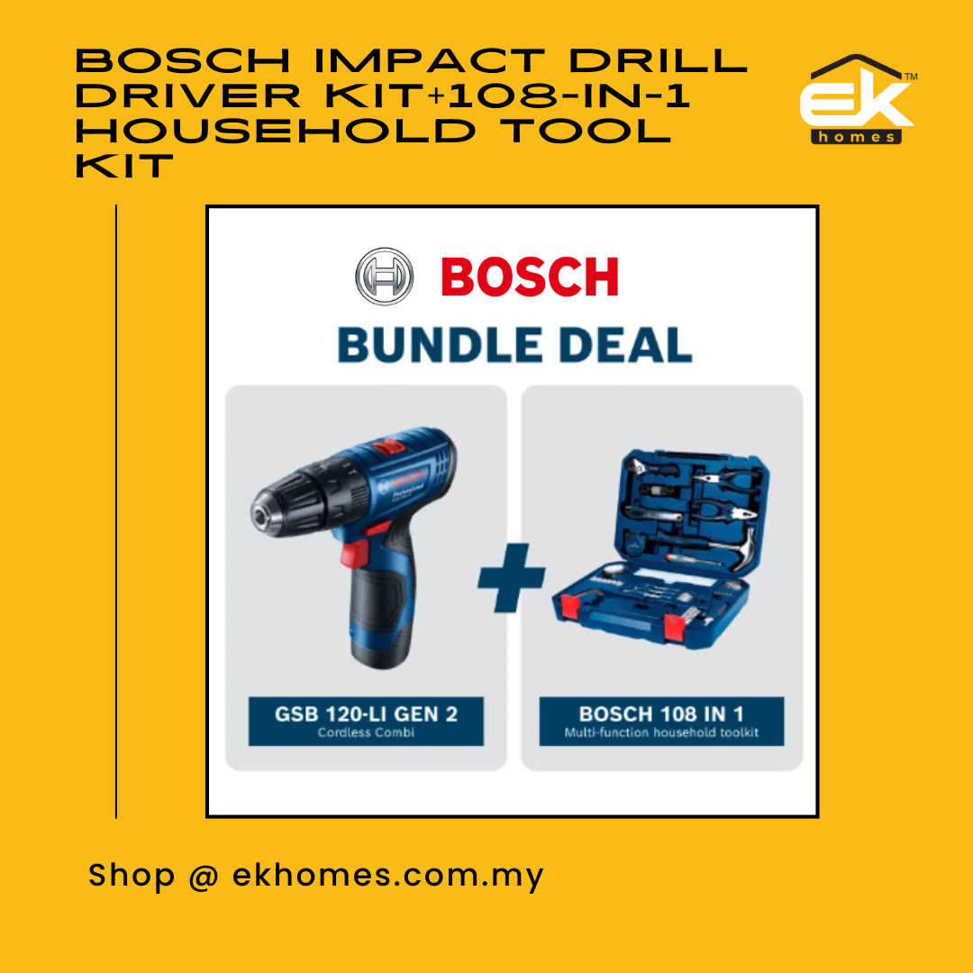 Bosch [COMBO] GSB 120-LI Gen 2 Impact Drill Driver Kit + BOSCH 108-In-1 Household Tool Kit 