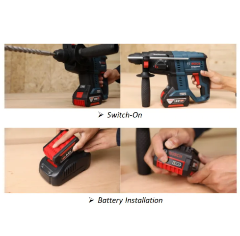 Bosch GBH 180-LI Professional Brushless Cordless Rotary Hammer Kit + 6pcs Accessories