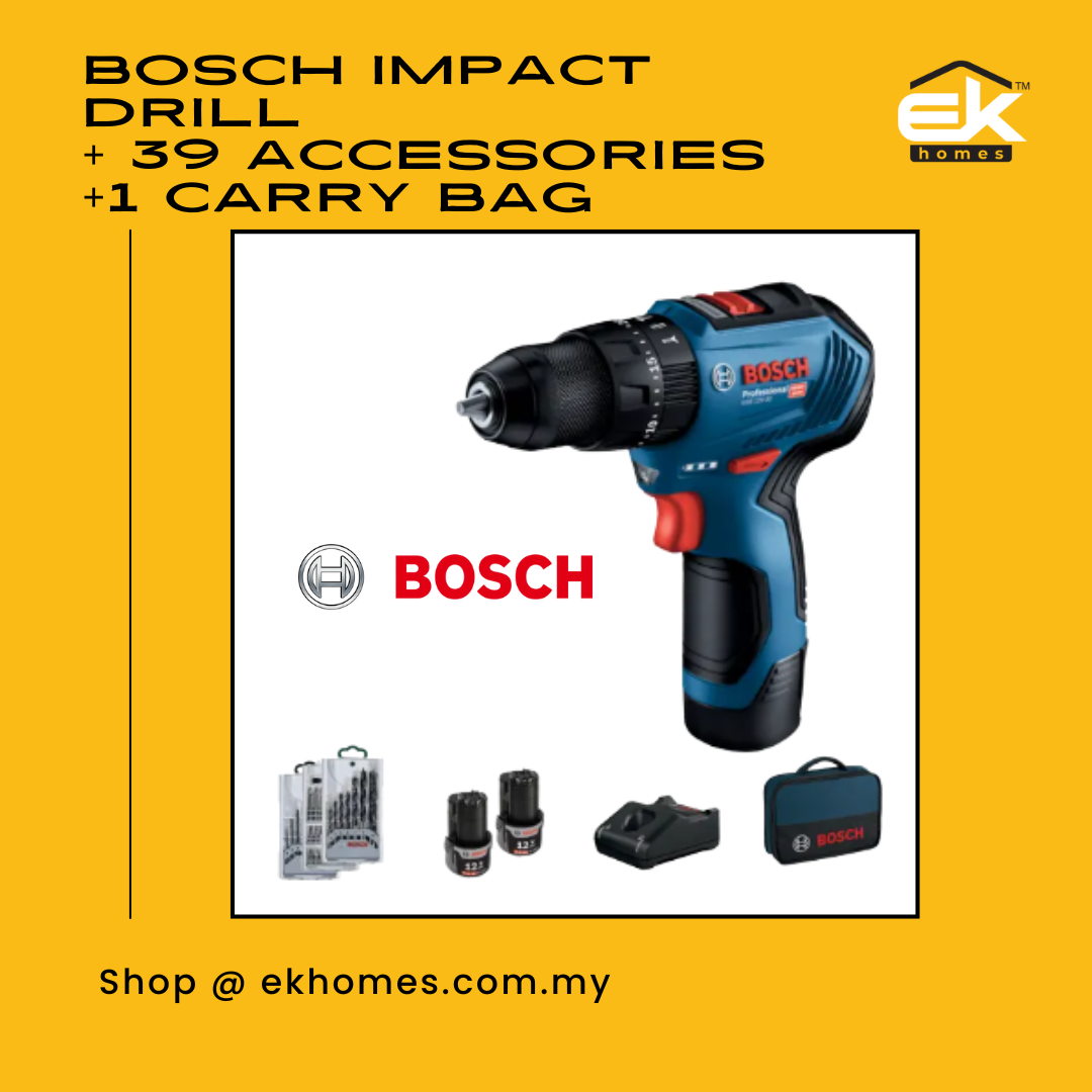 Bosch GSB 12V-30 Brushless Cordless Impact Drill + 39 Accessories + 1 Carry Bag