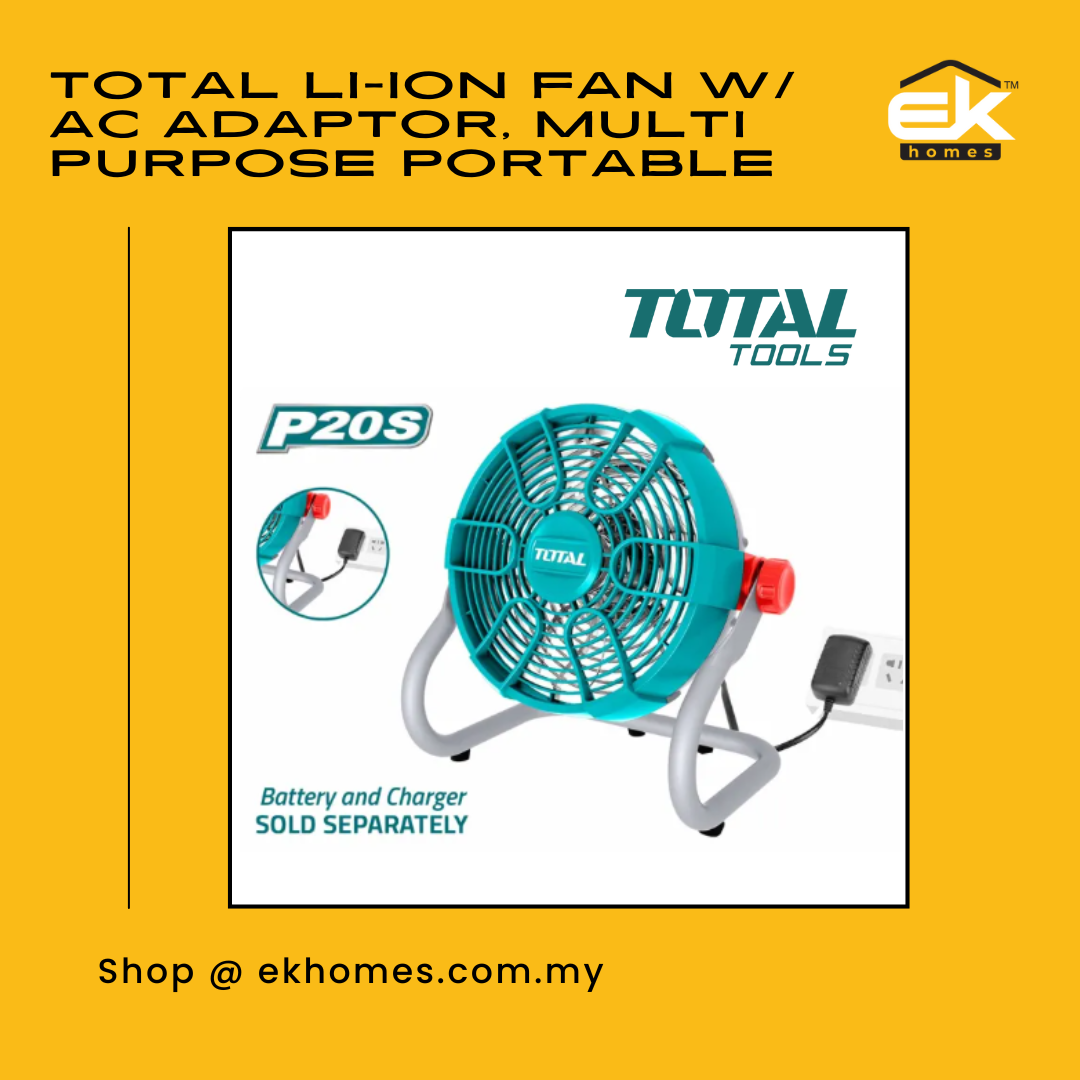 Total Li-ion Fan w/ AC Adaptor, Multi Purpose Portable / Table, 360 Degree + 2 Speed Settings