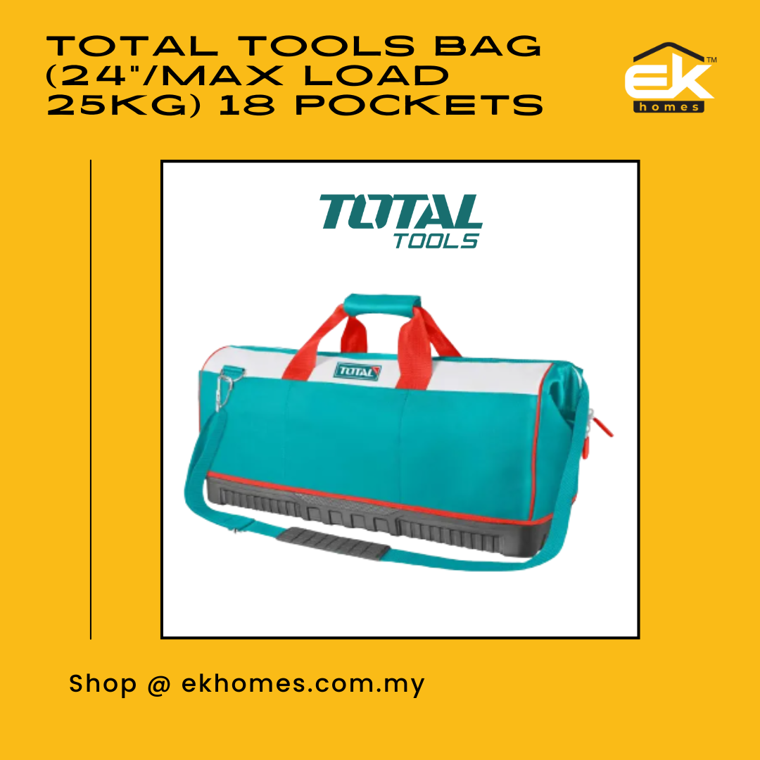 Total Tools Bag (24"/Max Load 25kg) 18 Pockets + Adjustable Shoulder Strap 