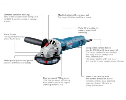 Bosch GWS 750 Professional Angle Grinder + 1 Fisherman Box Set 