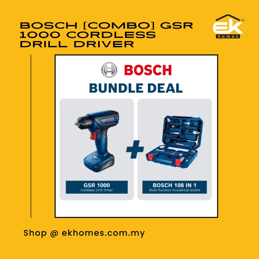 Bosch [COMBO] GSR 1000 Cordless Drill Driver + BOSCH 108-In-1 Household Tool Kit 