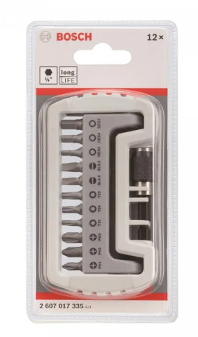 Bosch Compact 11+1 Screwdriver Bit Set With One Magnetic Extension 