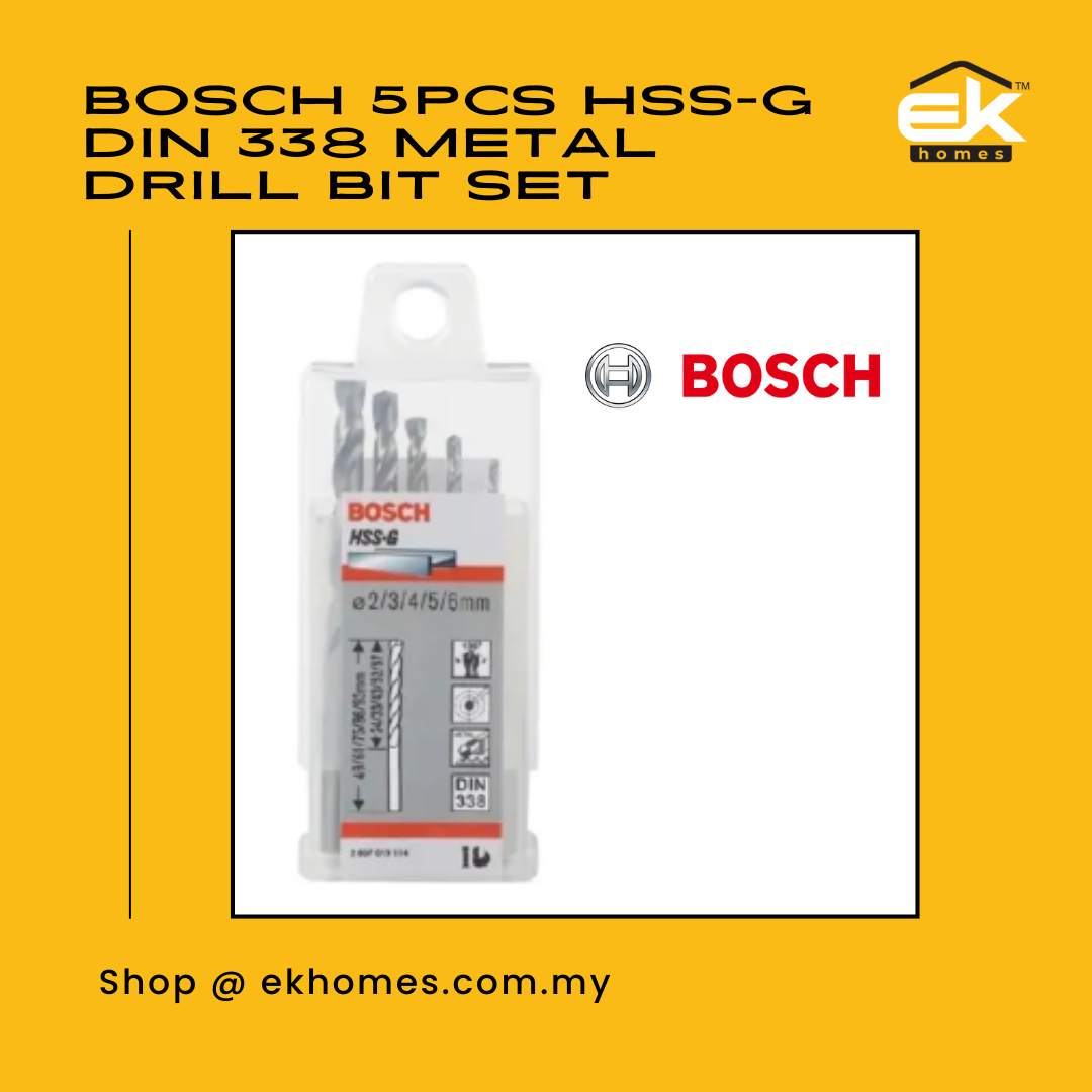 Bosch 5pcs HSS-G DIN 338 Metal Drill Bit Set (2,3,4,5 & 6mm) 